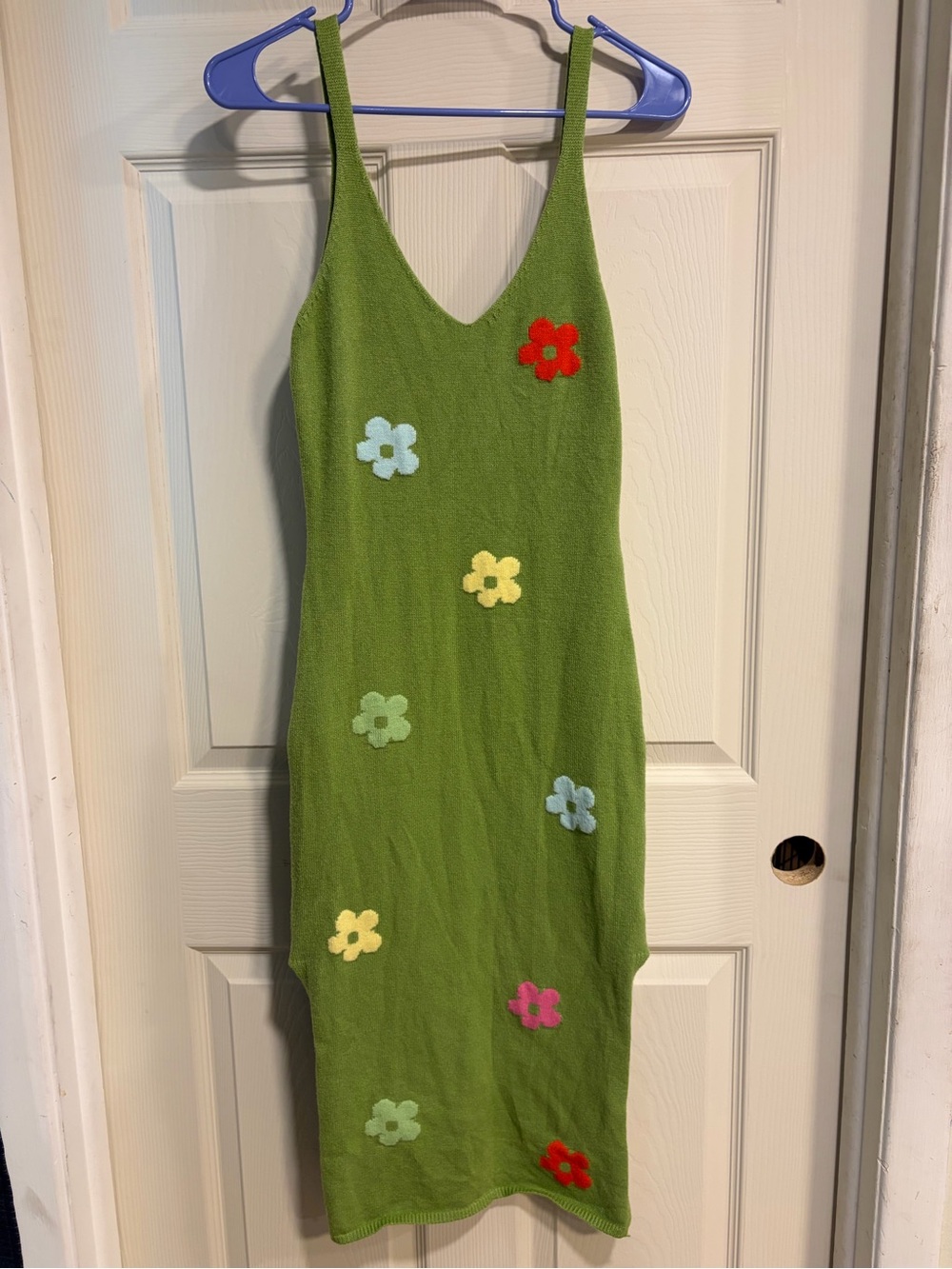 Cider brand Green Floral Knit Slip Dress - Feminine Spring Dress
